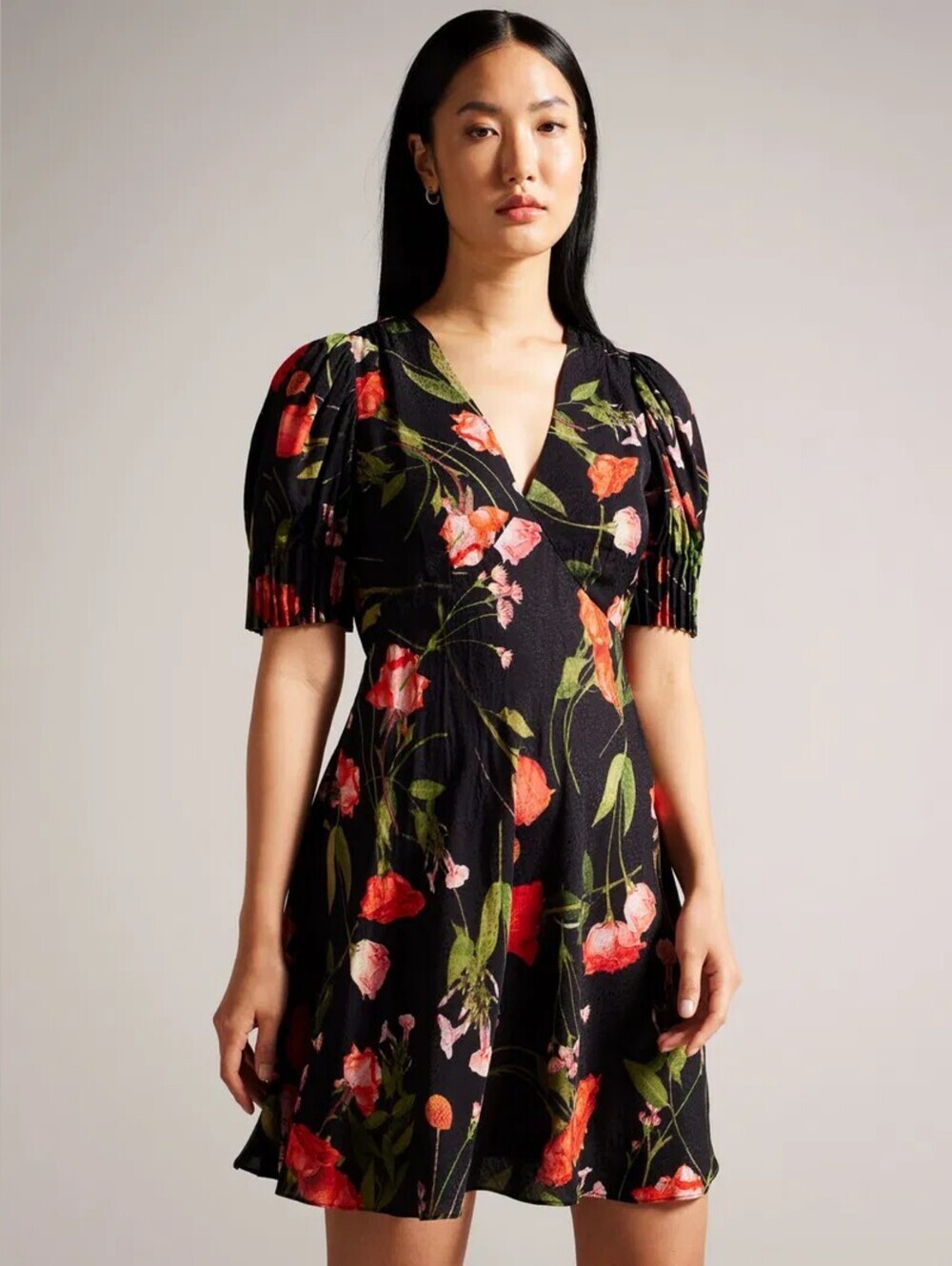 TED BAKER Sienno Puff Sleeve Mini Tea Dress